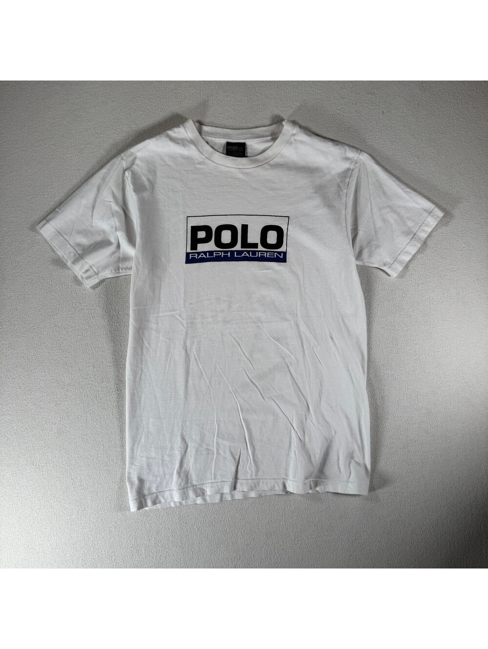 Vintage 90s Polo Ralph Lauren Spellout White Cotton Logo T-Shirt Small